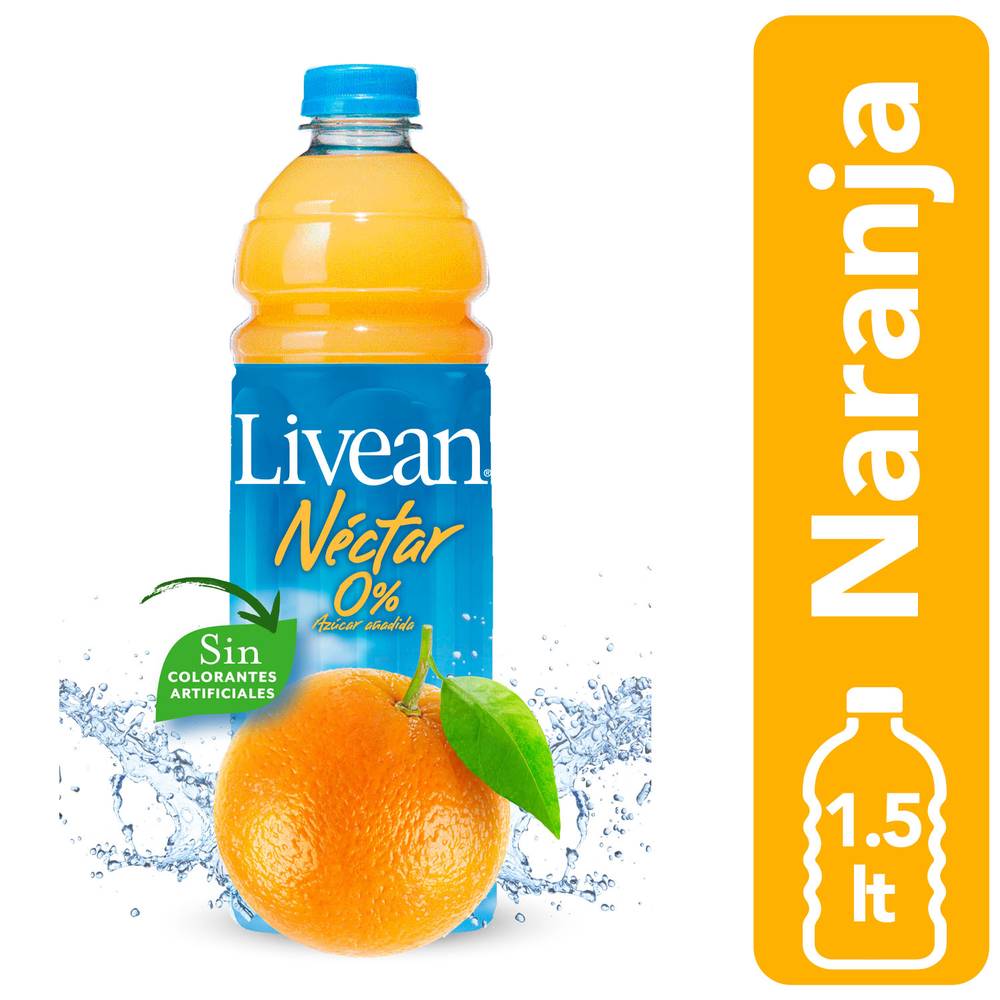 Livean néctar sin azúcar sabor naranja  (botella 1.5 l)