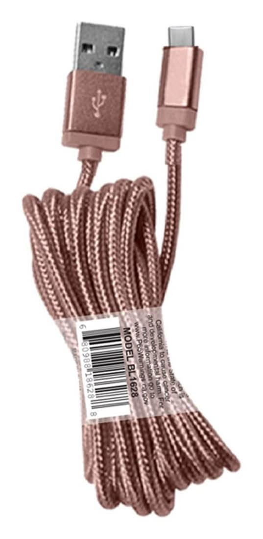Usb C Fab 6ft Rose Gold Wireless Gear Usb C Fab Rosegold 6ft Fr End Ck (2l)