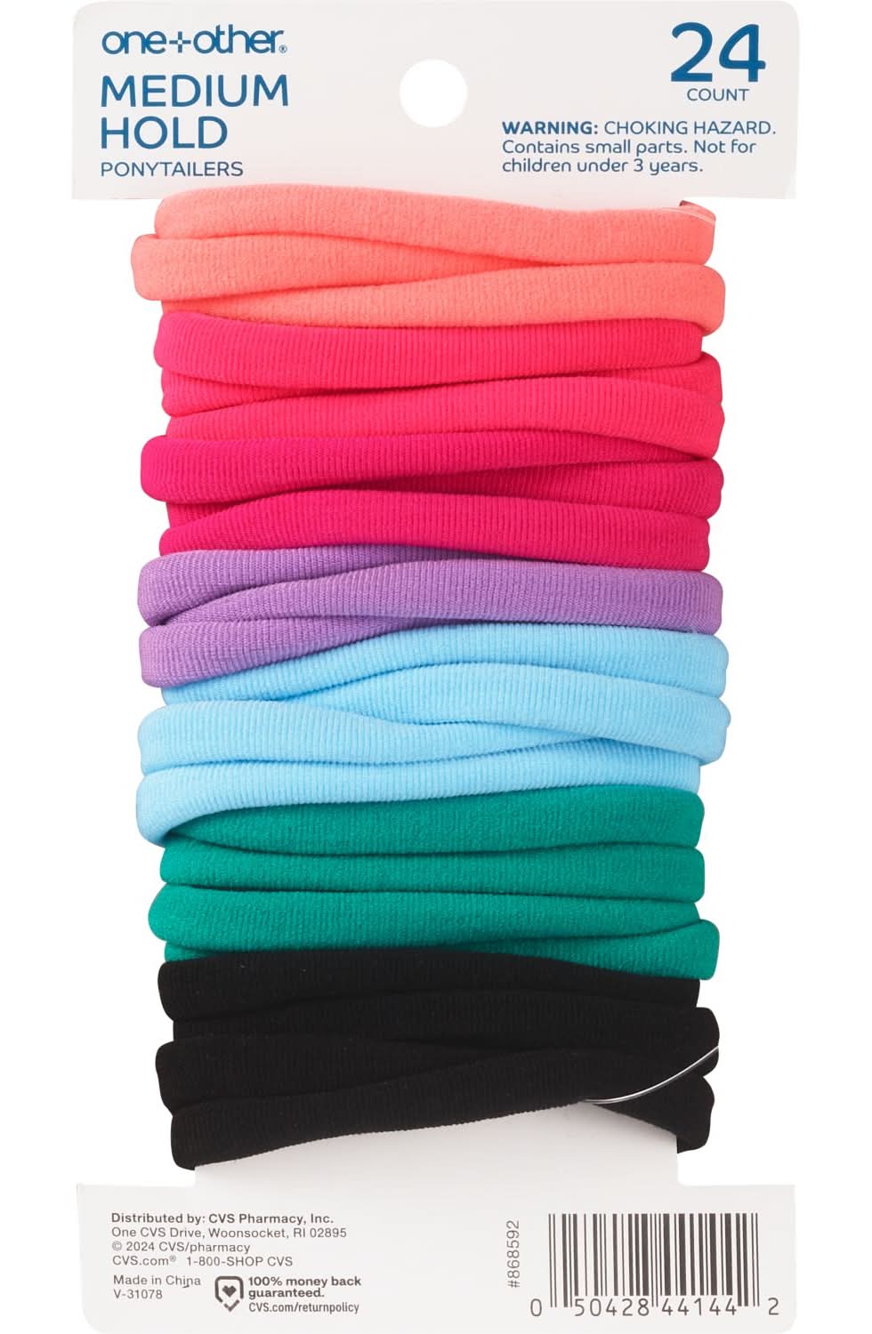 One + Other Medium Hold Ponytailers, Assorted Colors, 24 Ct