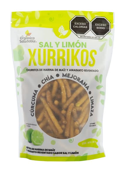 Orgánica y Saludable · Churritos con harina de amaranto sal y limón (250 g)