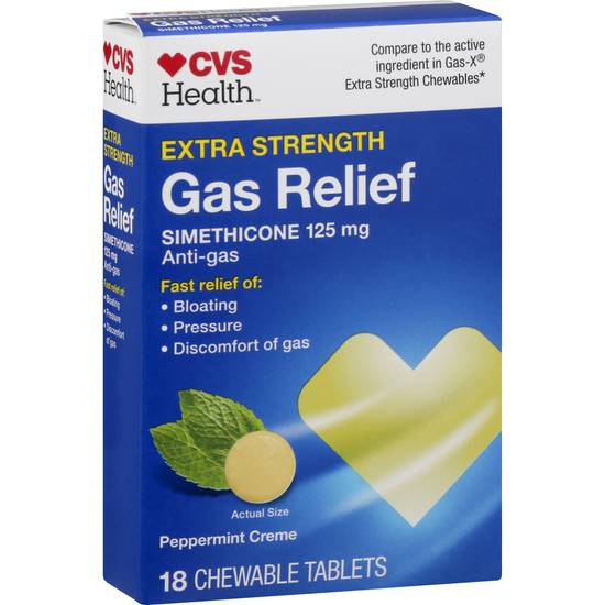 Cvs Health Extra Strength Peppermint Creme 125 mg Chewable Tablets Gas Relief