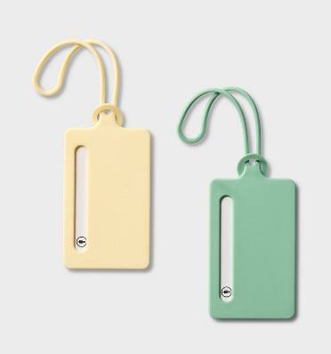 Open Story Silicone Luggage Tag, Sage Green-Yellow (2 ct)