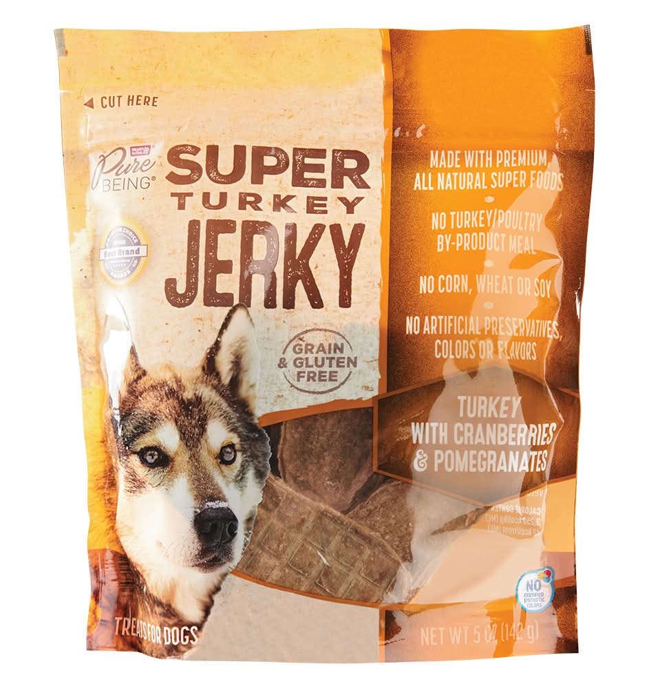 Pure Being Super Jerky Dog Treat, Turkey With Cranberries & Pomegranates (5 oz)