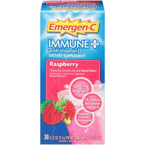 Emergen-C Immune+ 1000mg Vitamin C Powder, 30 CT, Citrus, Raspberry