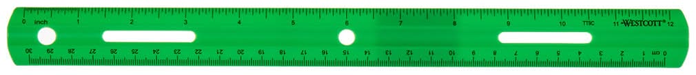 Westcott Plastic Ruler, 12 in, Assorted