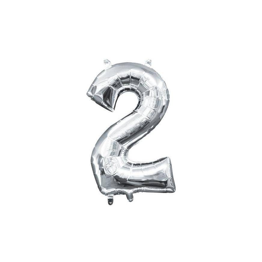 Uninflated 13in Air-Filled Silver Number Balloon (2)