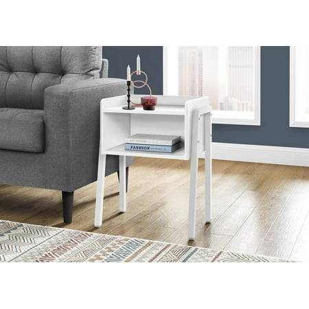 Monarch Specialties Accent Table, Side, End, Nightstand, Lamp, Living Room, Bedroom, White Laminate, White Metal, Contemporary, Modern