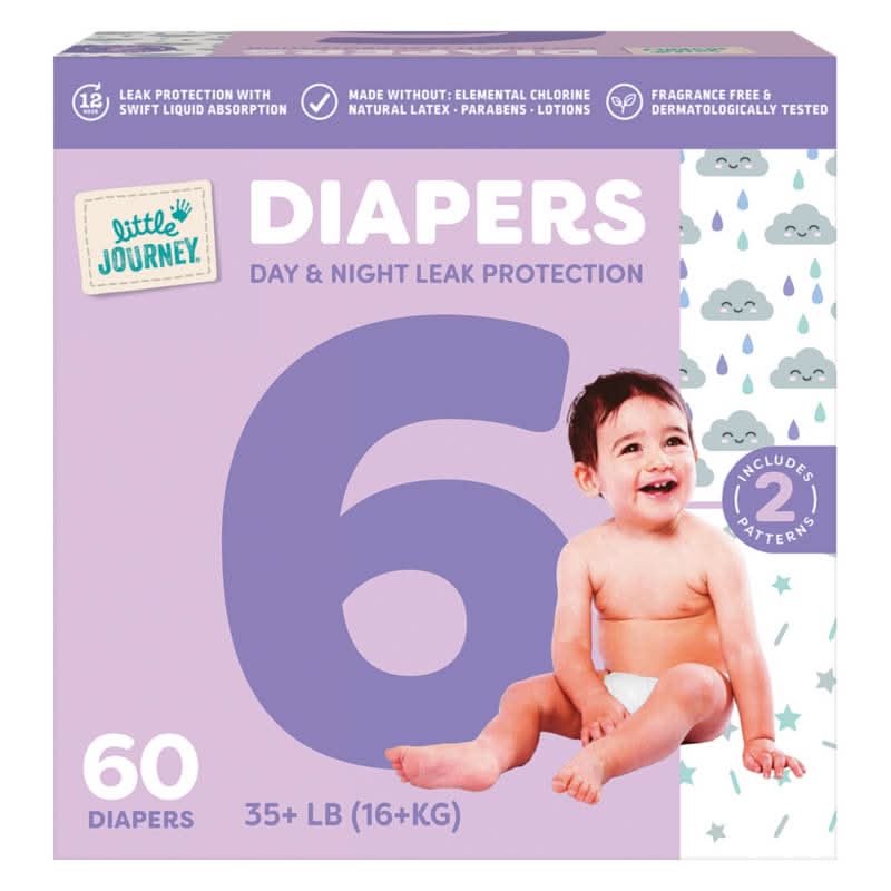 Little Journey Small Strides Ultra Dry Fit System Baby Diapers, 6 (60 ct)