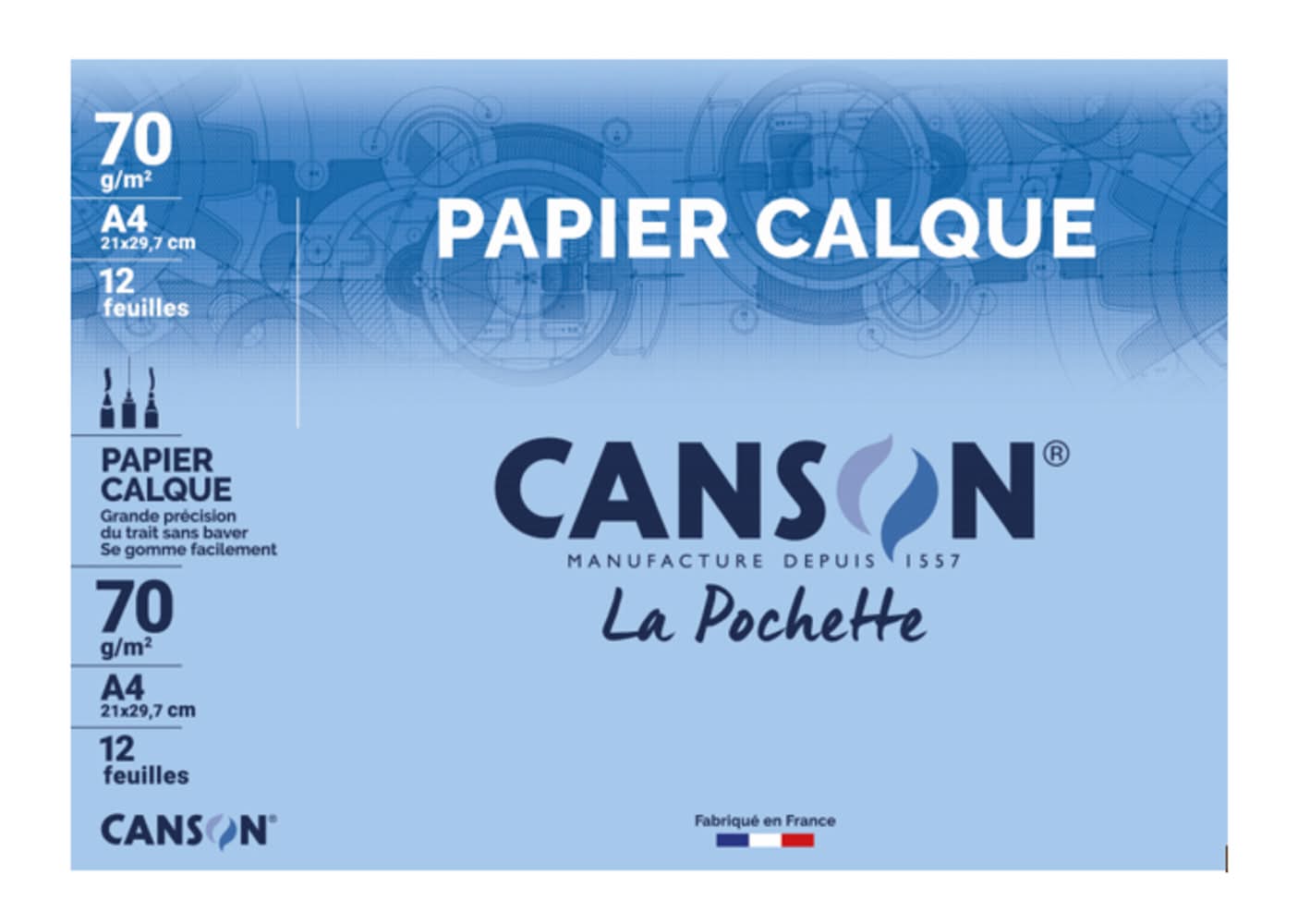 Canson - Pochette de feuilles papier calque, A4 (12)
