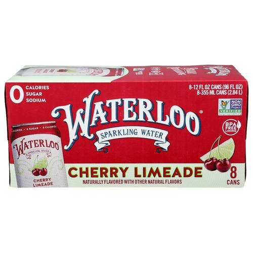 Waterloo Cherry Limeade Boldly Refreshing Sparkling Water 8 Pack Case
