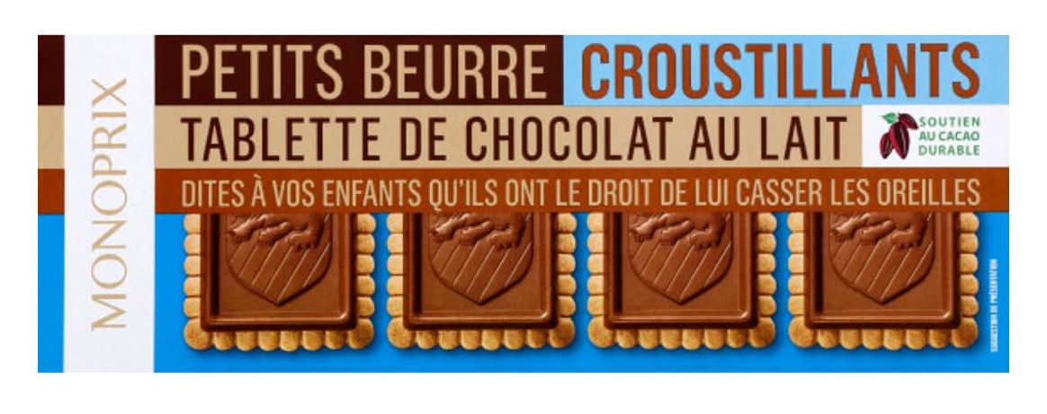 Monoprix - Petits beurre croustillants tablette de chocolat au lait (150g)