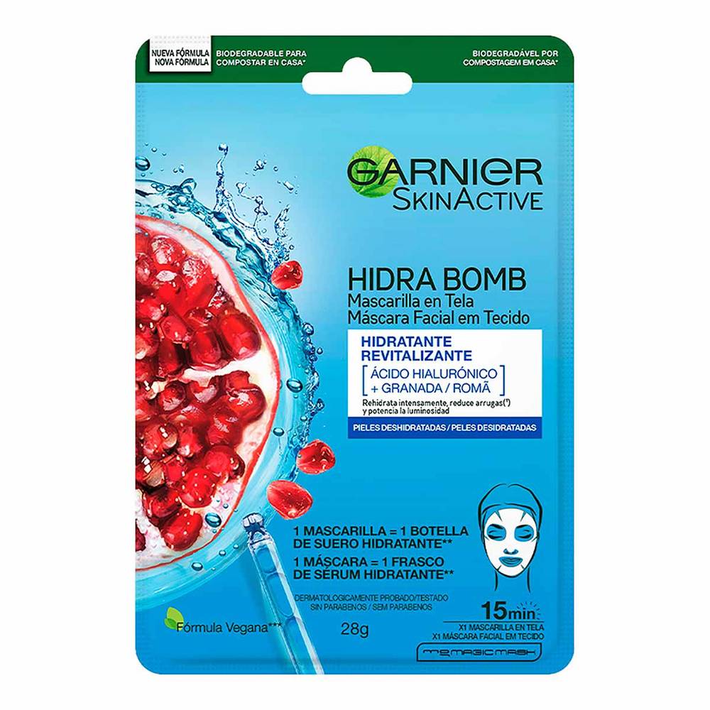 Garnier · Mascarilla hidra bomb �ácido hialurónico y granada (28 g)