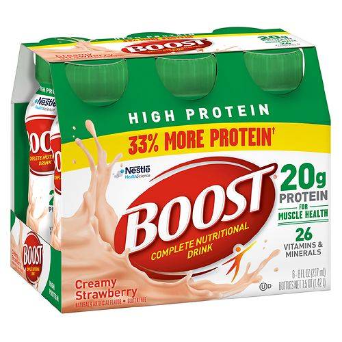 Boost High Protein Complete Nutritional Drink Creamy Strawberry - 8.0 oz x 6 pack