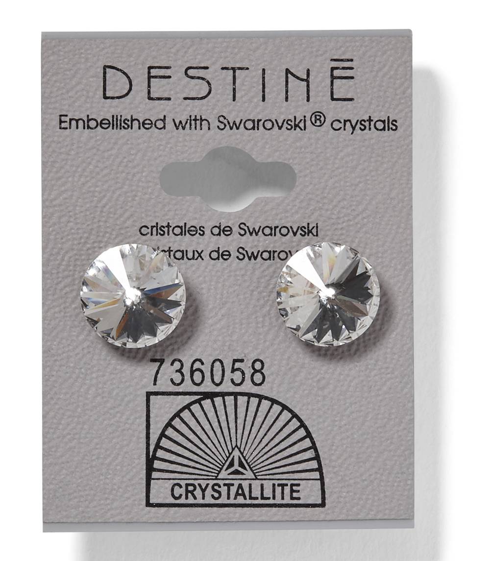Crystallite Destine Clear Rivoli Earrings, 11 mm