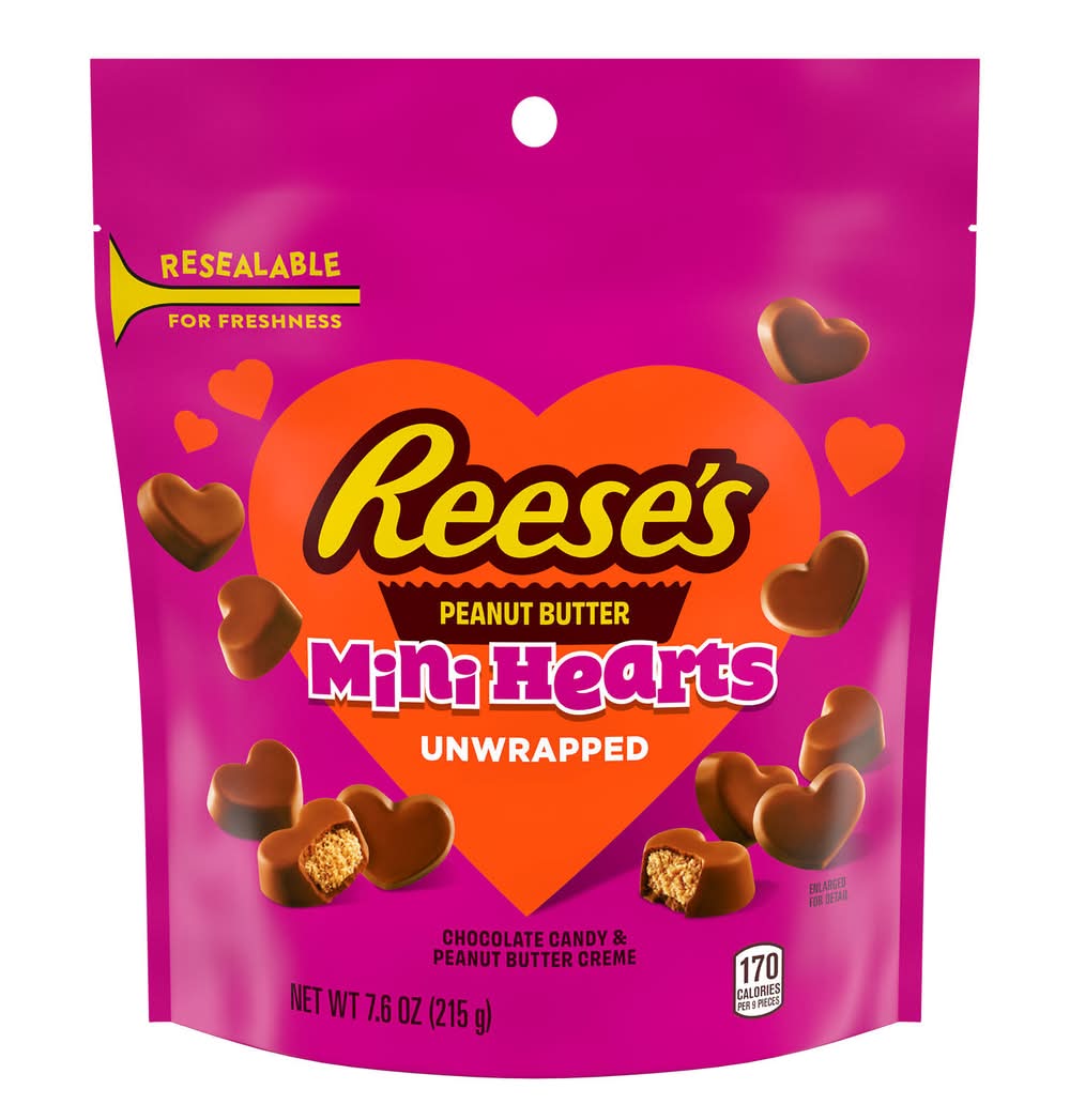 Reese's Mini Hearts Unwrapped Chocolate Candy, Peanut Butter (7.6 oz)