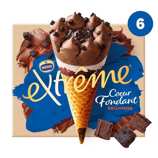 Nestlé - Extrême cônes glacés cœur fondant brownies (6 pièces)