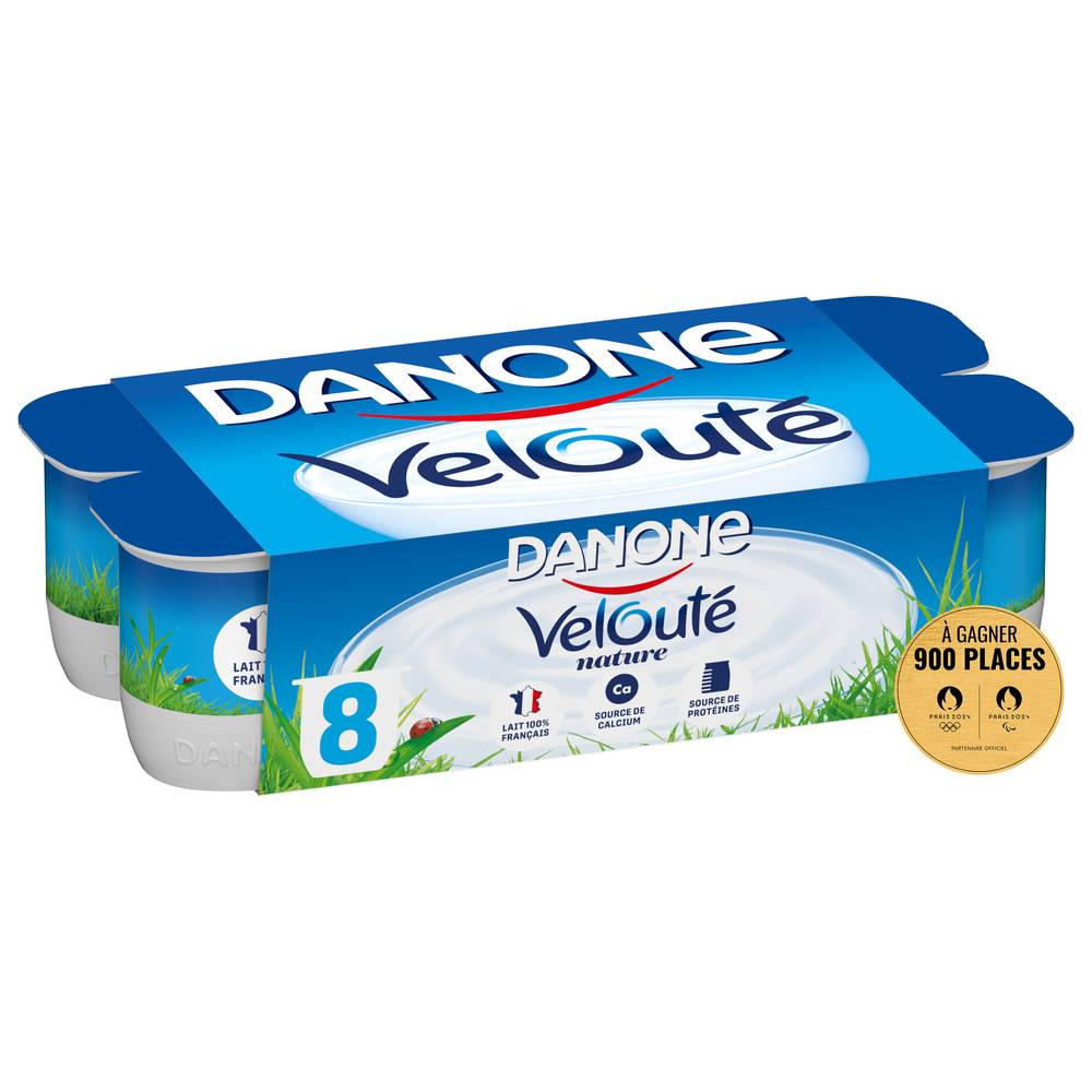 Danone - Velouté yaourt nature brassé (8 unités)