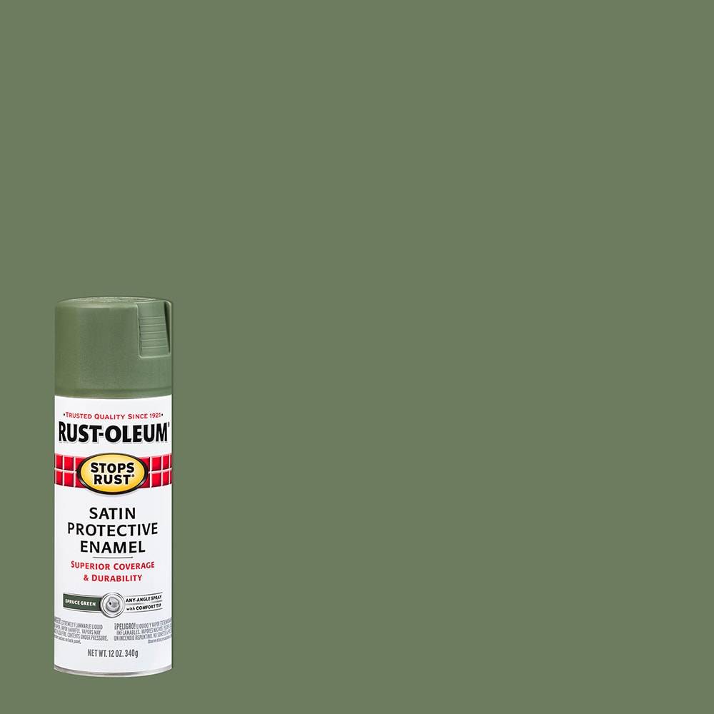 Rust-Oleum Stops Rust Satin Spruce Green Spray Paint (NET WT. 12-oz) | 7737830