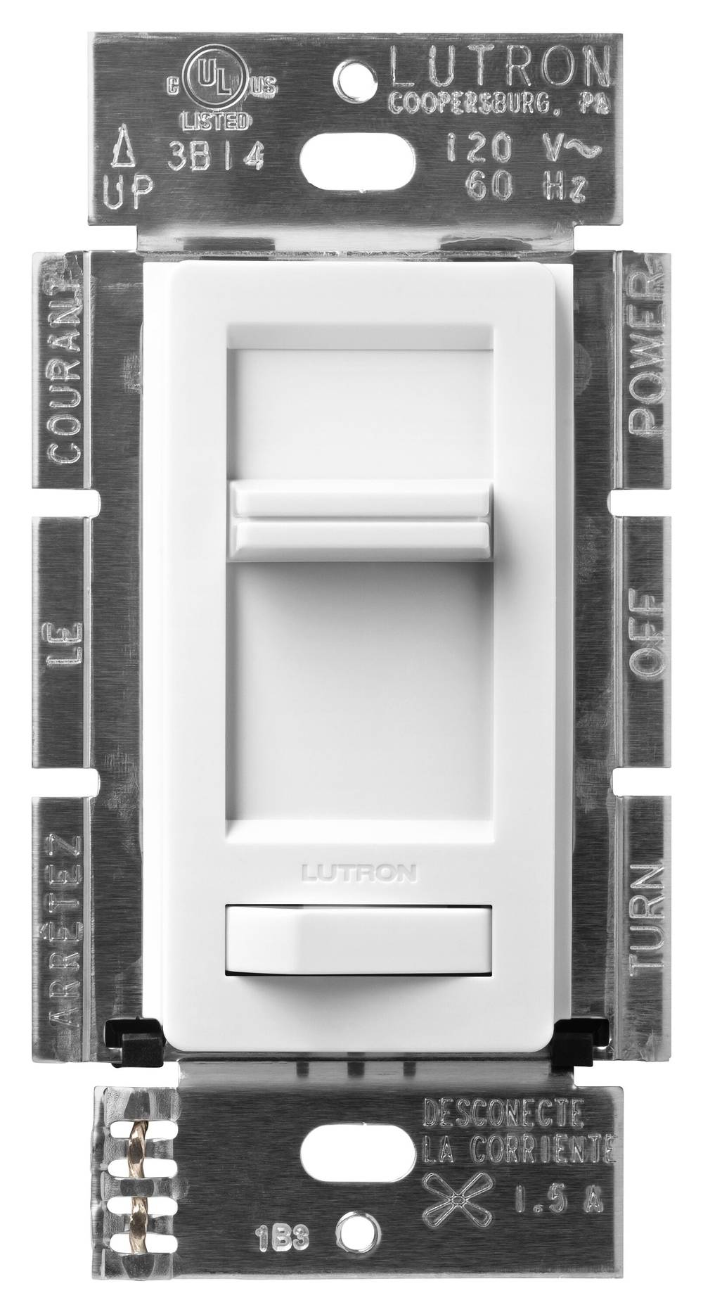 Lutron Lumea 1.5-Amp 3-speed Wired Slide Fan Control, White | LEFSQ-FH-WH