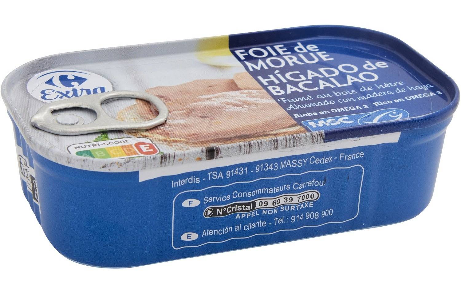 Carrefour Extra - Foie de morue fumé au bois de hêtre (121g)