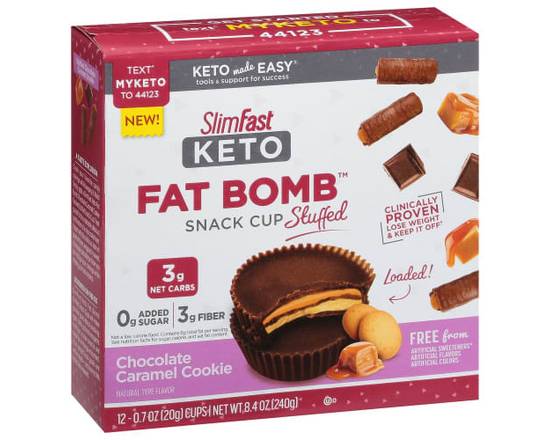Slimfast · Keto Fat Bomb Chocolate Caramel Cookie Stuffed Cups (12 x 0.7 oz)
