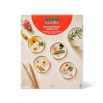 Pressed Flowers Resin Coaster DIY Art Kit - Mondo Llama™: Dried Flower Craft, Resin for Making Coasters, Adult Craft Kit