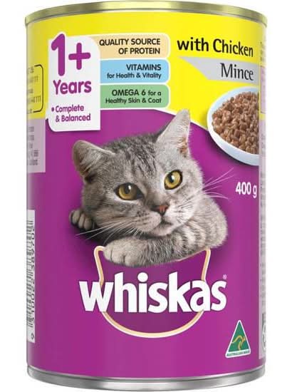 Whiskas Wet Cat Food Chicken Mince 400g