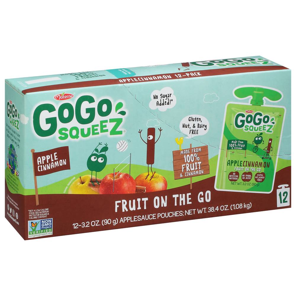 GoGo squeeZ Fruit on the Go Apple Sauce, Cinnamon (32 oz, 12 ct)