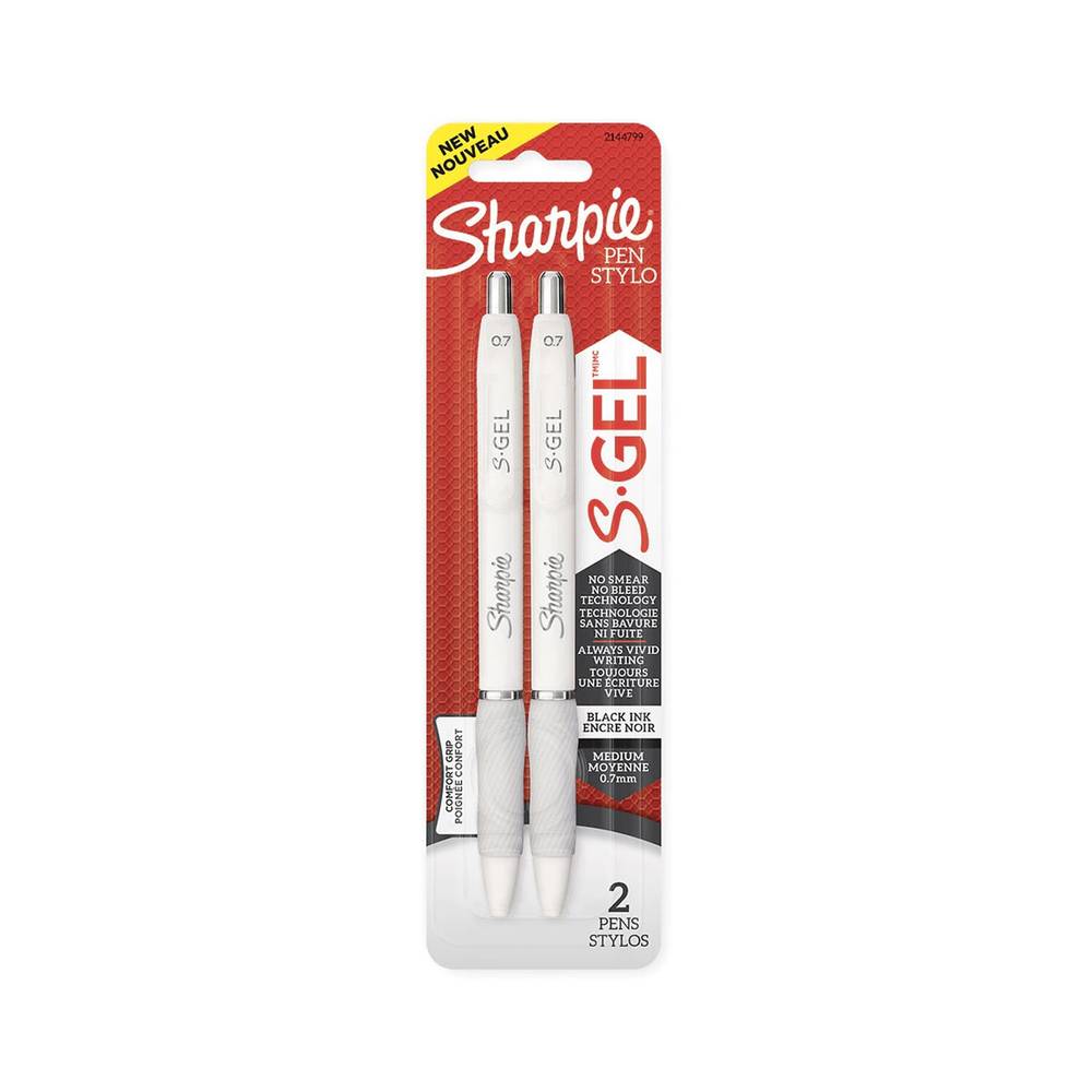 Sharpie S-Gel White Barrel Blk 0.7mm 2ct