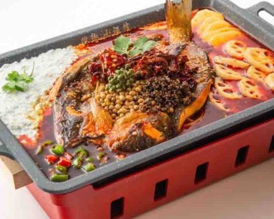 香辣黑豆花烤鱼 自家製黒豆豆腐のスパイシー風焼魚（焼魚専用）