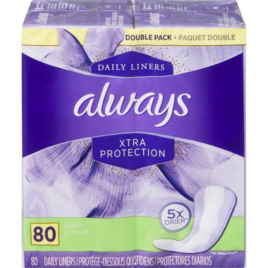 Always Xtra Protection Unscented Daily Liners Long (80 ea)