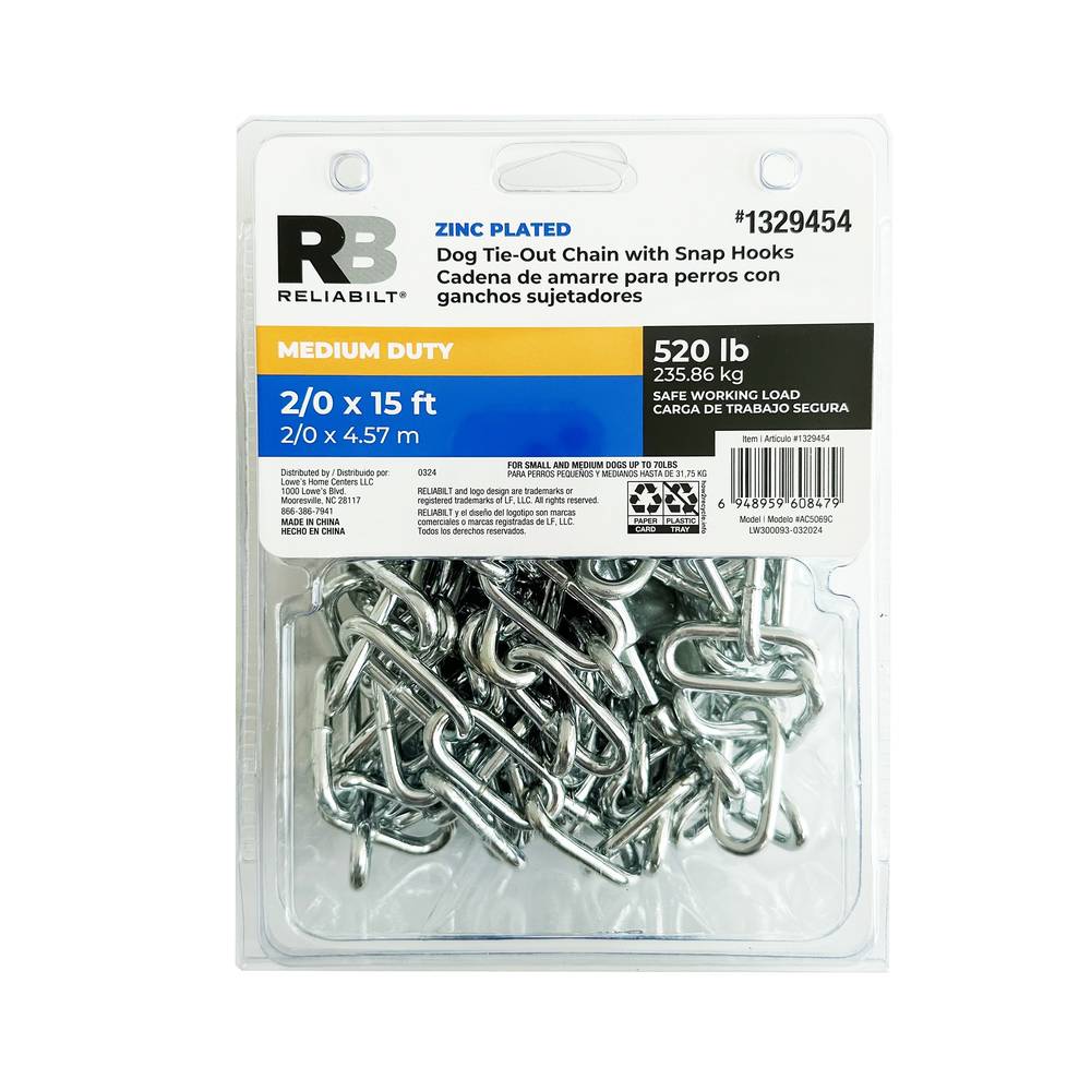 RELIABILT 2/0 x 15-ft Welded Zinc Plated Steel Chain | AC5069C