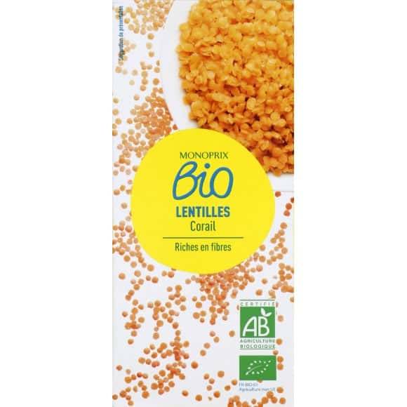 Monoprix Bio Lentilles Corail La Boîte De 450G