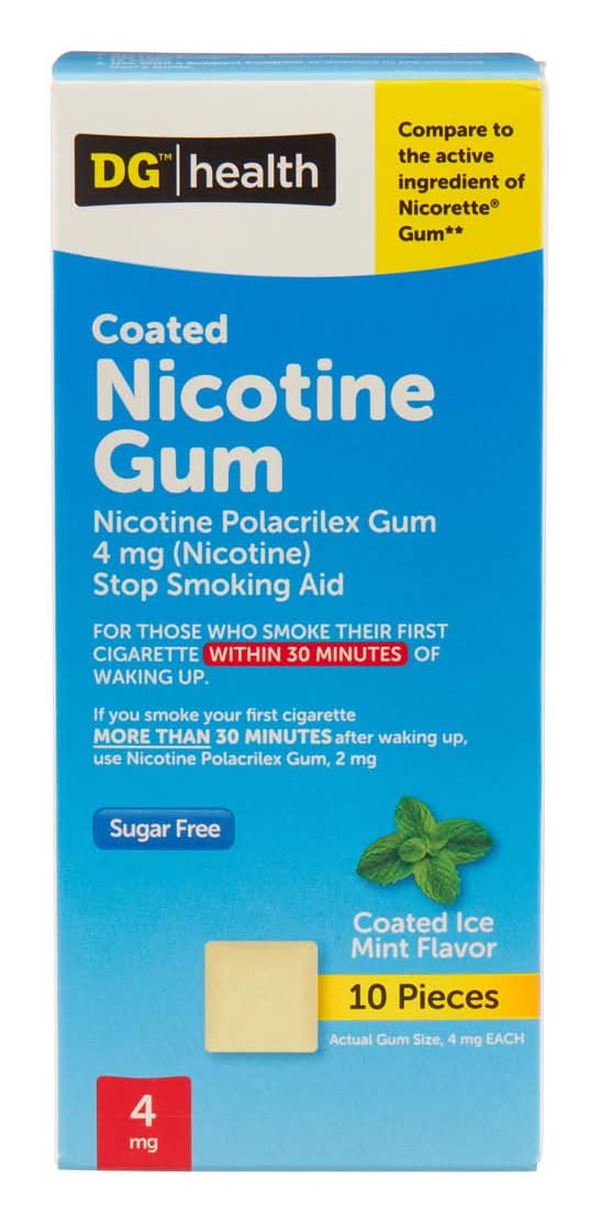 Dg Health Nicotine Gum Ice Mint Flavor 10 Ct