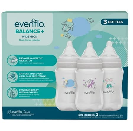 Evenflo Feeding Balance + Wide Neck Baby Feeding Bottle 9 oz (3 ct)