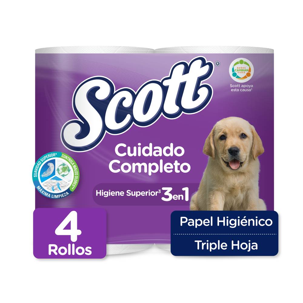 Scott papel higiénico cuidado completo 3 en 1 (4 un)