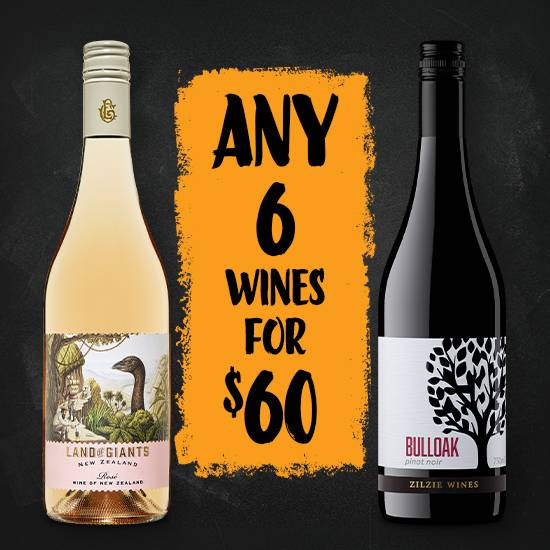 Any 6 Wines for $60
