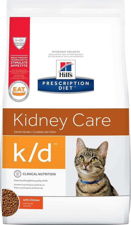 Hill's ração para gatos adultos kidney care k/d cuidado renal sabor frango (1,8kg)