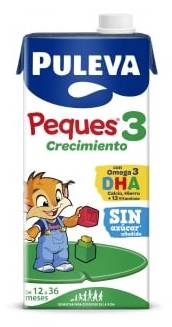 Preparado lácteo infantil de crecimiento de 12 a 36 meses Puleva Peques 3 sin gluten y sin lactosa y sin azúcar añadido brik 1 l.