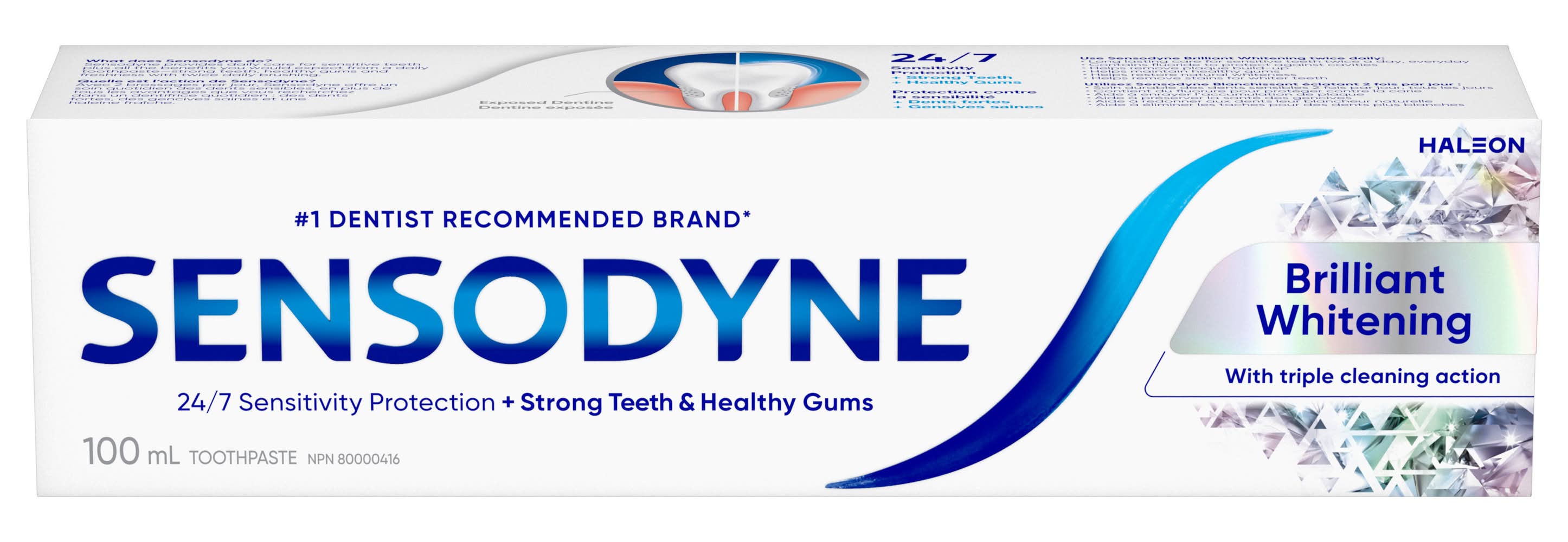 Sensodyne Brilliant Whitening Toothpaste, Mint (100 ml)