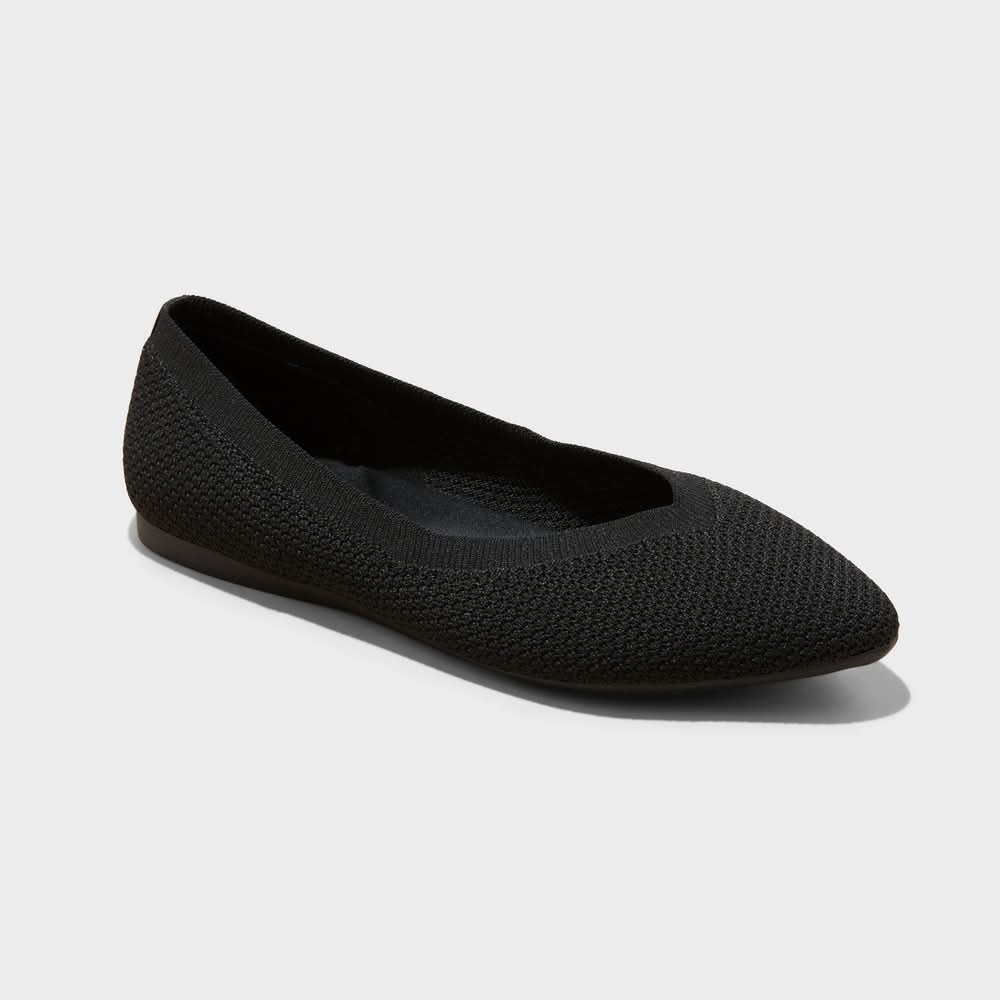A New Day Claire Knit Washable Ballet Flats, Women, 9.5, Black