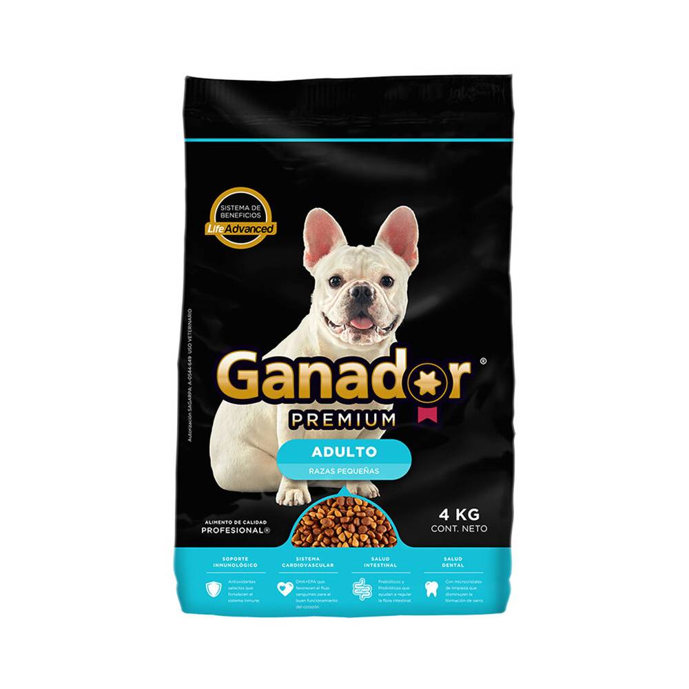 Ganador · Alimento premium para perro adulto, Razas pequeñas (4 kg)