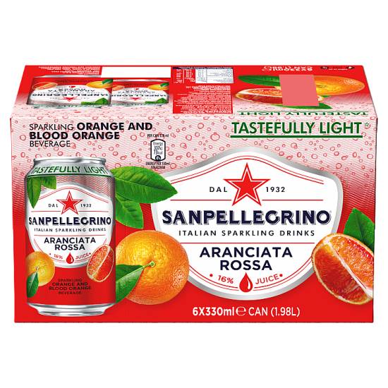 Sanpellegrino Italian Sparkling Drinks Aranciata Rossa Blood Juice (6 pack, 330 ml) (orange)