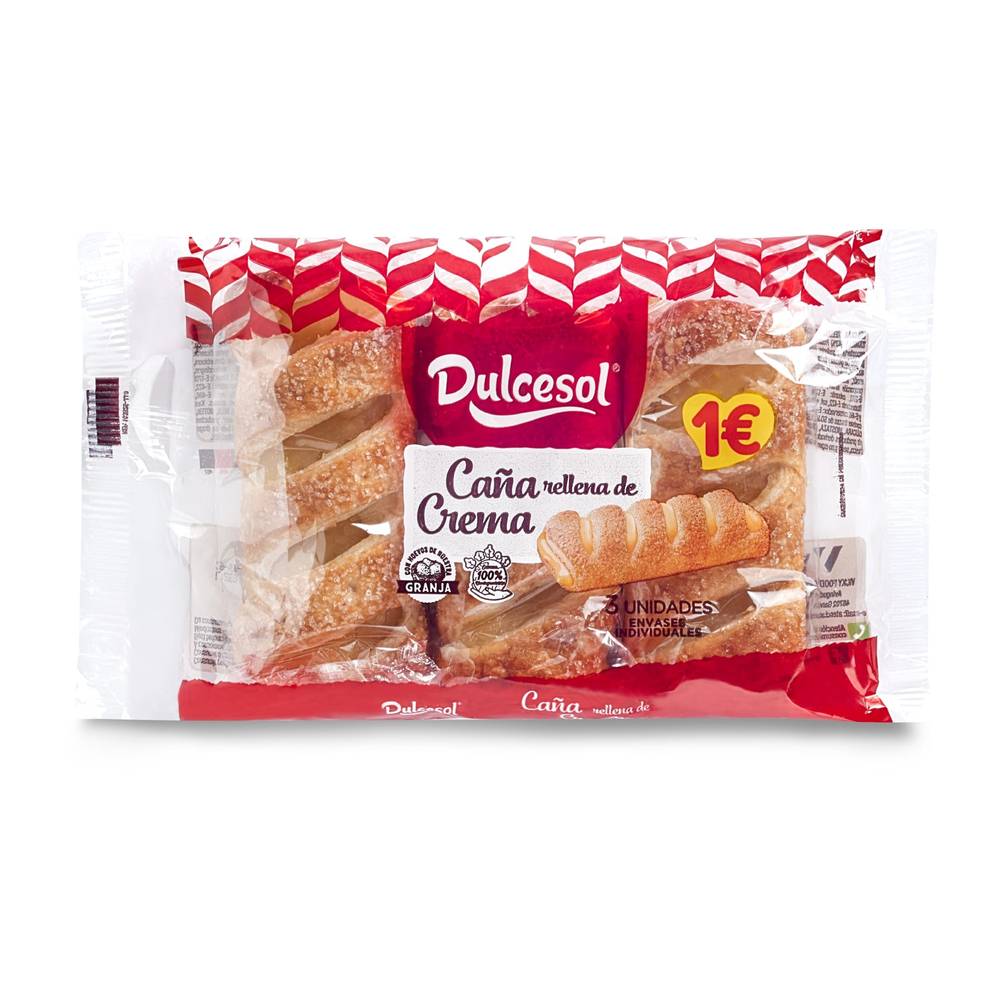 Cañas Rellenas De Crema Dulcesol Bolsa 150 G