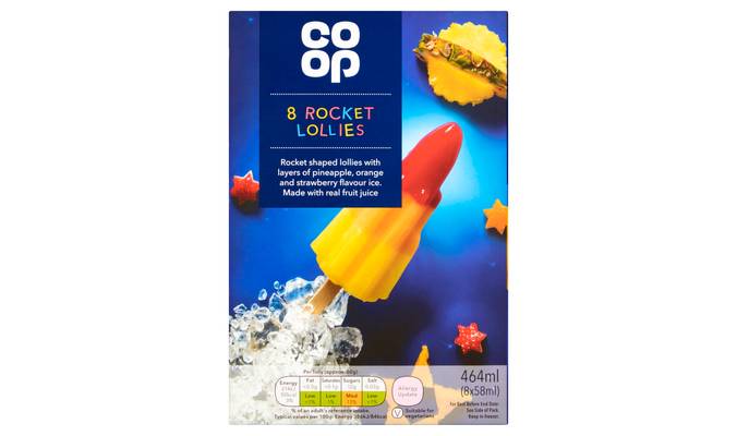 Co-op Rocket Lollies 8 x 58ml (464ml)