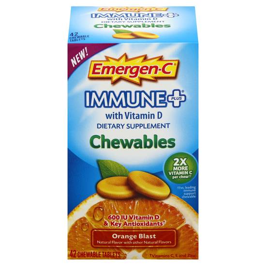 Emergen-C Immune+ With Vitamin D Dietary Supplement Orange Blast Chewables Tablets (42 ct)