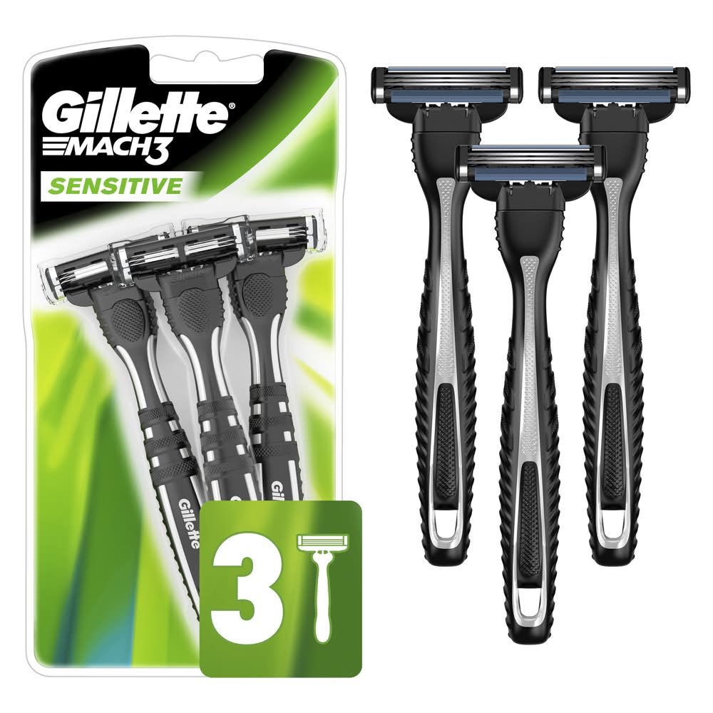 Gillette Mach 3 Sensitive Disposable Razors, Men (3 ct)