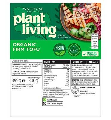 Waitrose & Partners Plant Living Organic Firm Tofu (399g)