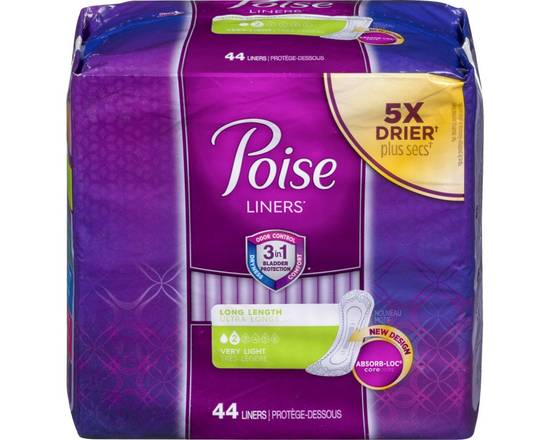 Poise · Protègedessous ultra longs à absorption très légère (44 un) - Liners, Very Light Long (44 ea)
