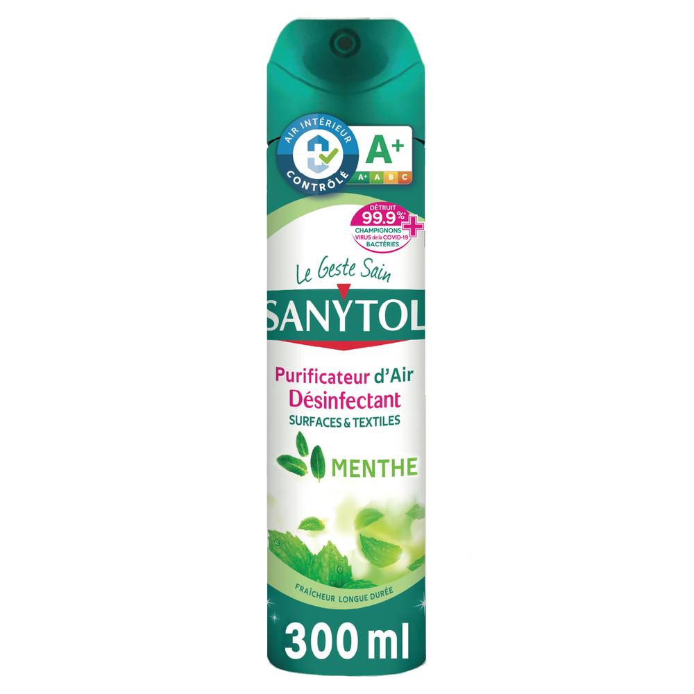 Sanytol - Purificateur d'air désinfectant surfaces et textiles menthe